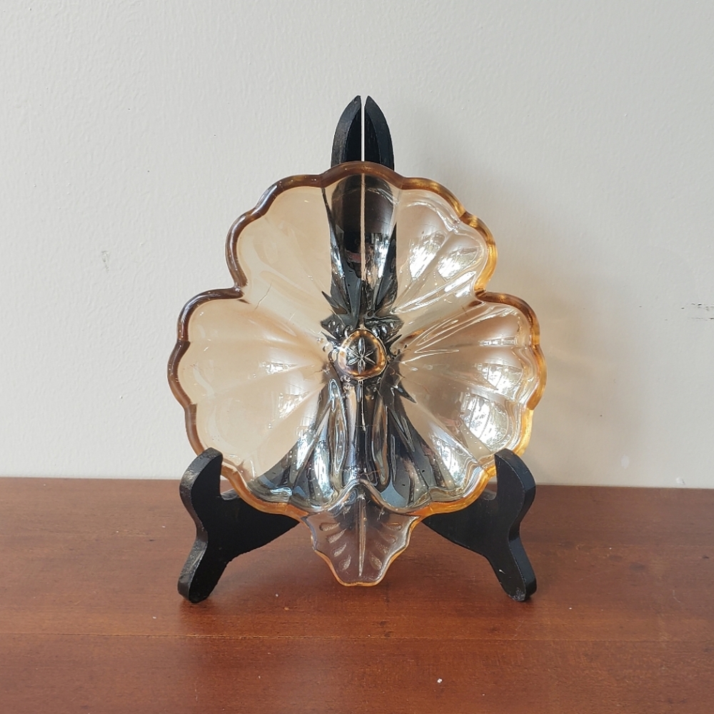 Vintage Carnival Glass Clover Dish